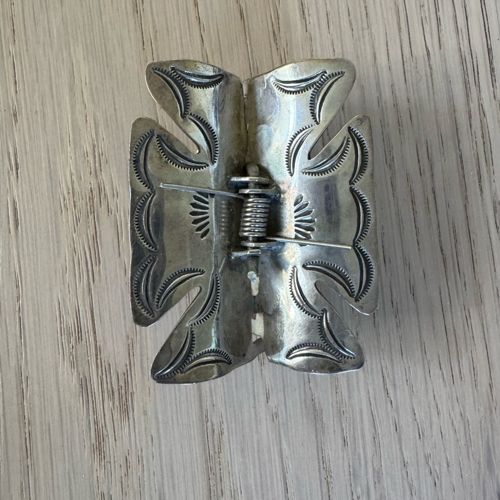 Embossed Sterling Silver Hair Claw Clip
